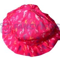  4 - 8 Yaş Kız Çocuk Renkli Yaprak Baskılı Maksi Fötr Şapka