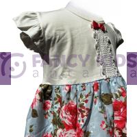 3-12 Yaş Kız Çocuk Elbise Çiçekli Dantelli Gül 