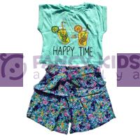 3-8 Yaş Kız Çocuk İkili Takım T-Shirt Çiçekli Şortlu 