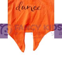 4- 8 Yaş Kız Çocuk İkili Takım Neon Dance Baskılı T-Shirt Palmiye Şort Turuncu