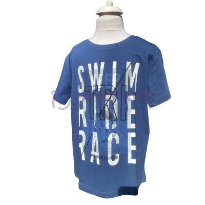 8 - 14 Yaş Erkek Çocuk T-Shirt Triathlon Baskılı Mavi