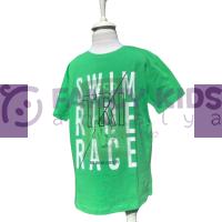 8 - 14 Yaş Erkek Çocuk T-Shirt Triathlon Baskılı Yeşil