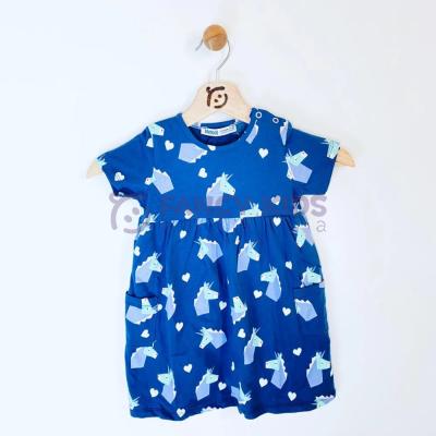 0-36 Ay Kız Çocuk Elbise Dijital Baskılı Mavi