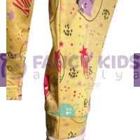 1-8 Yaş Kız Çocuk Kedi Desenli Pijama Takımı 